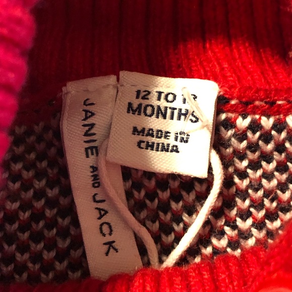 Janie and Jack Red Reindeer Fair Isle Sweater Size 12-18 Months NWOT - Picture 9 of 13
